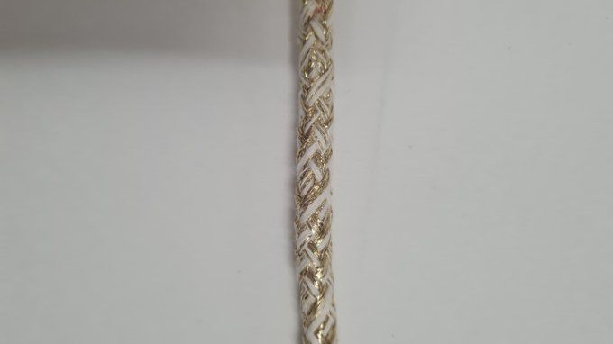 Cordon coton lurex 7mm blanc/doré 