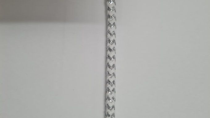 Cordon coton  blanc / argent 3 / 5 / 7 mm au mètre