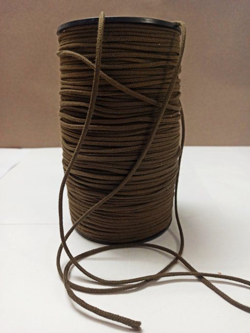 Cordon coton 2 MM kaki au mètre