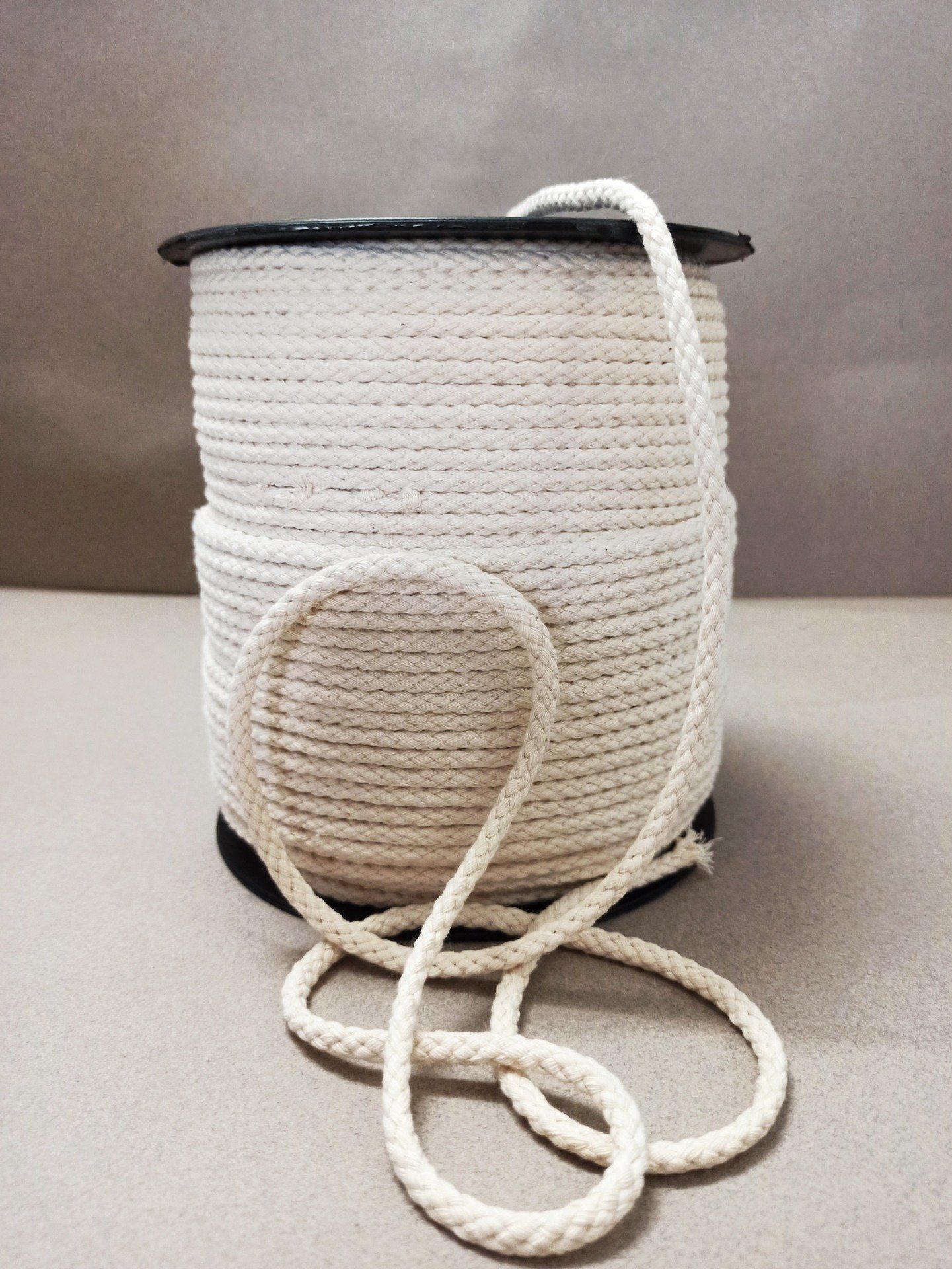 Cordon coton rond tressé 5mm écru