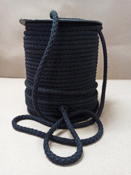 Cordon coton  7mm noir
