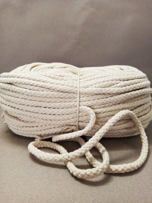 Cordon coton rond tressé écru 10 mm - 