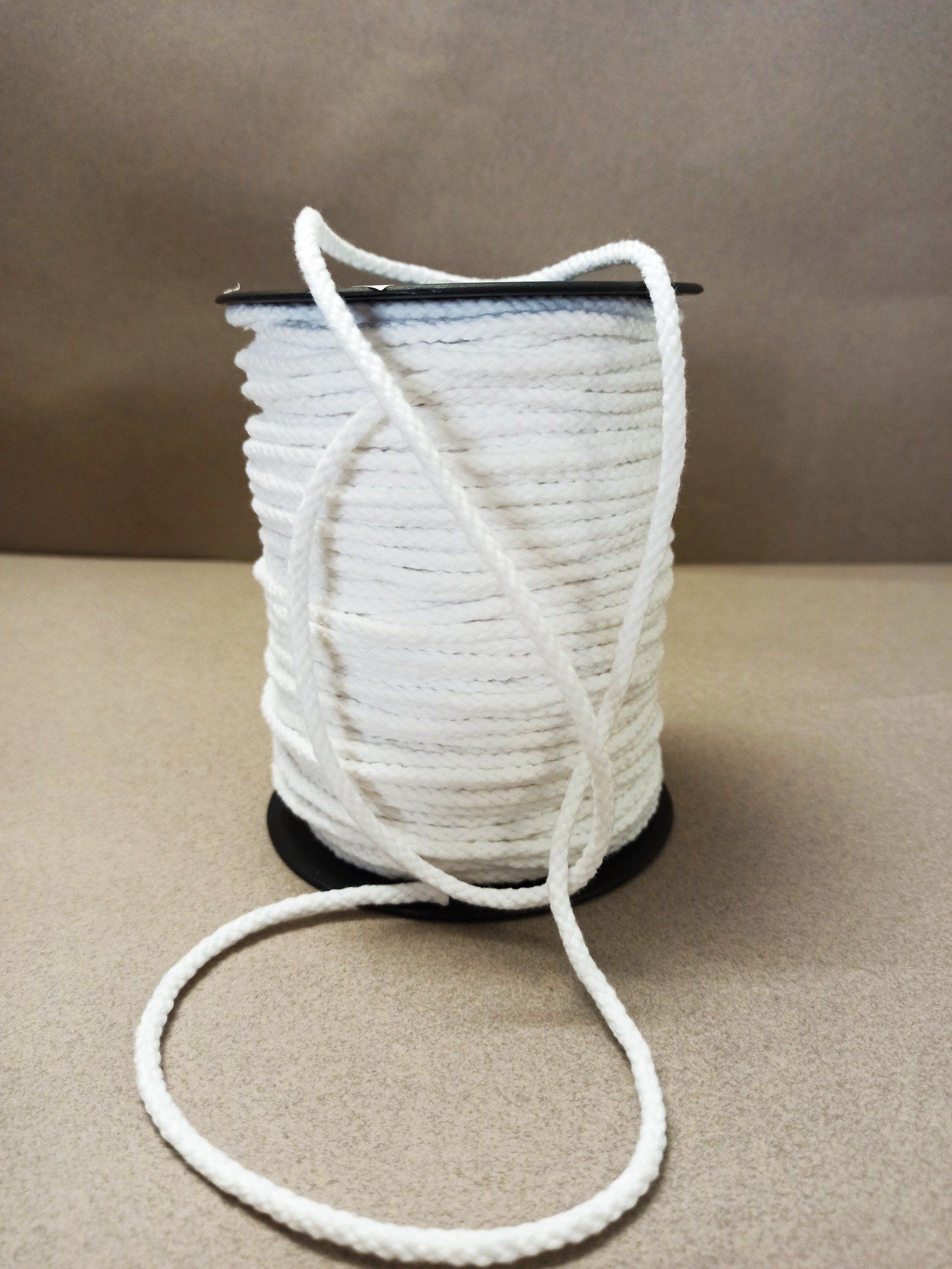 Cordon coton rond tressé  3mm blanc