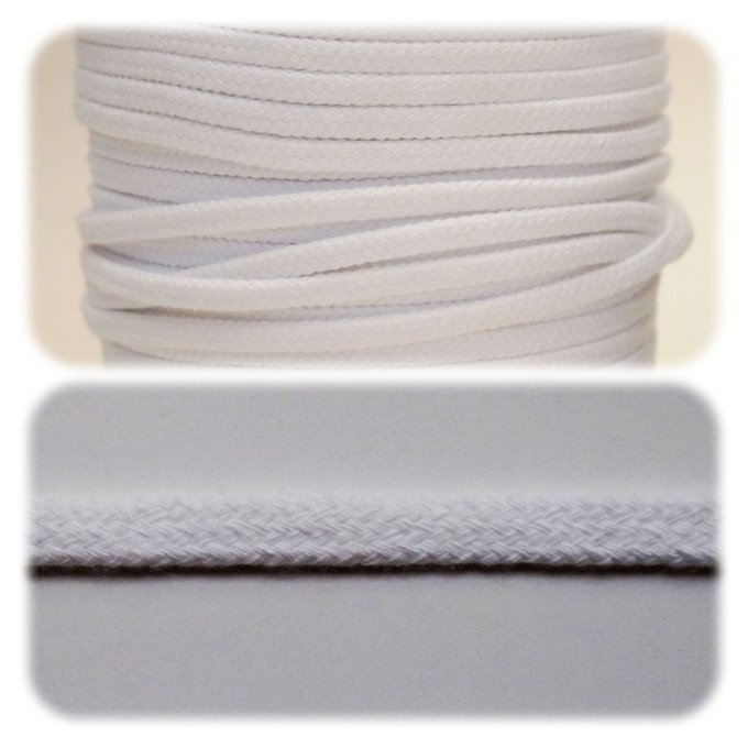Cordon coton plat 10 mm blanc