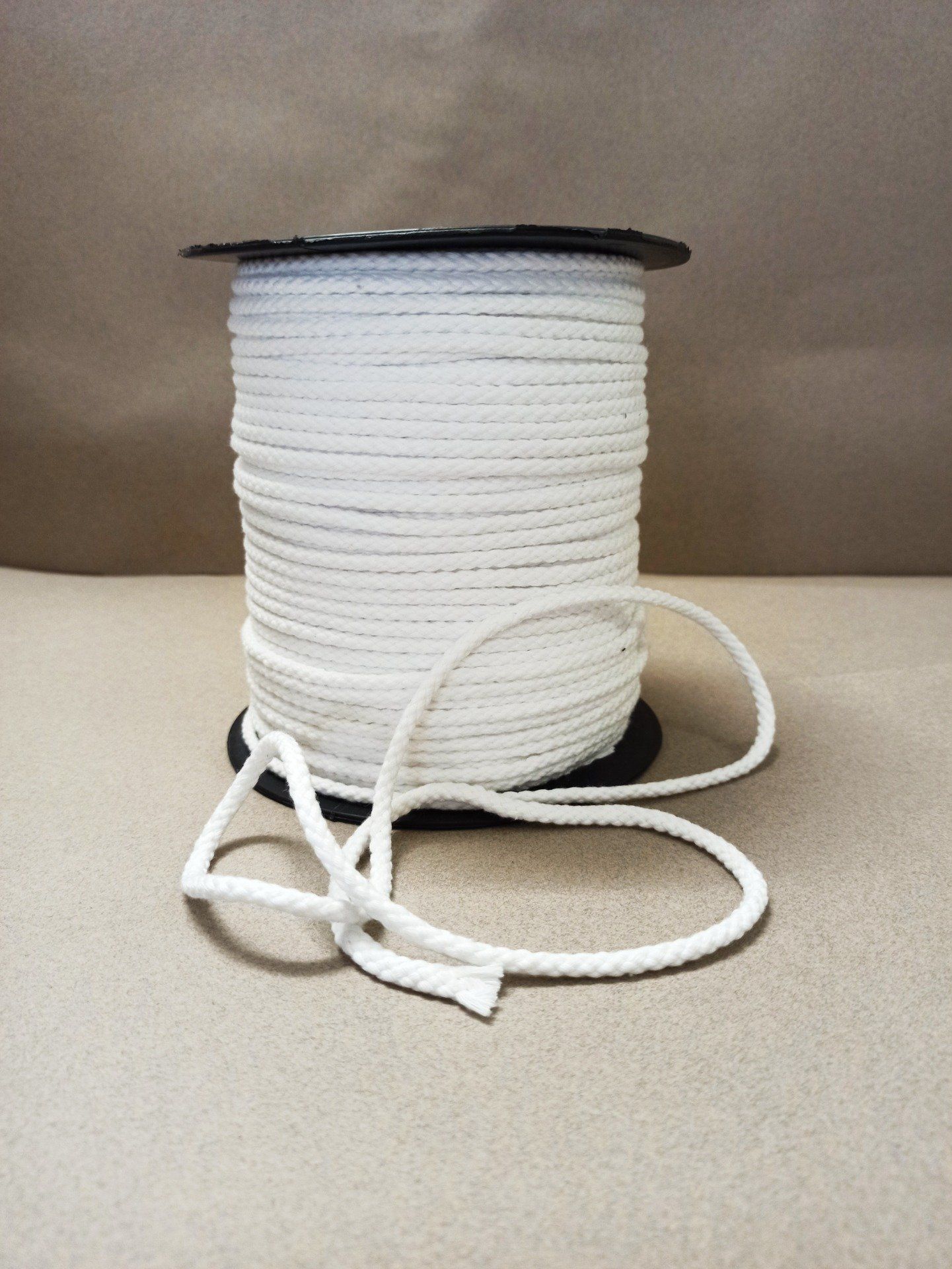Cordon coton rond tressé 5mm blanc