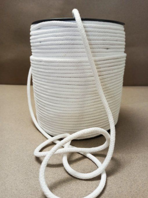 Cordon coton 5mm blanc avec âme au mètre