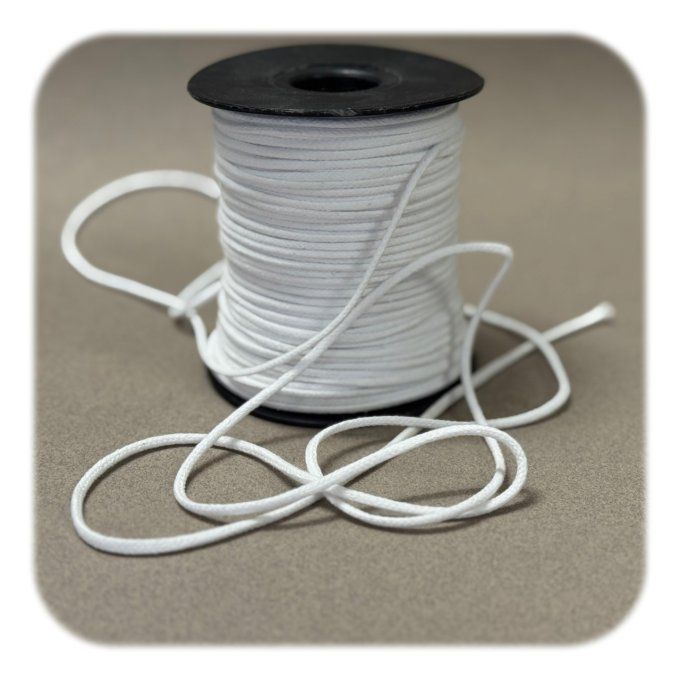 Cordon coton rond 2 MM  BLANC
