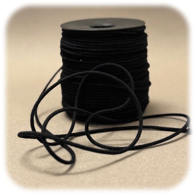 Cordon coton rond 2 MM  NOIR