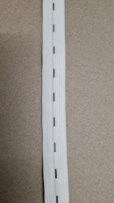 Élastique boutonnière 15 mm blanc au mètre