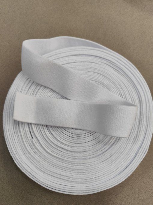 Élastique ceinture boxer 30 mm blanc vendu au mètre