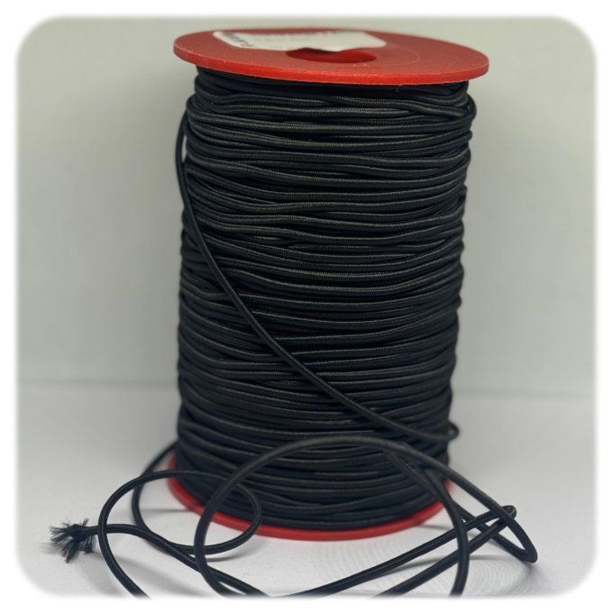 Élastique cordon 1,7 mm noir au mètre