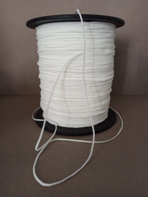 Élastique cordon spaghetti 5 mm blanc au mètre