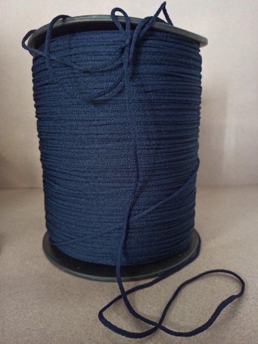Élastique cordon spaghetti 5 mm marine au mètre