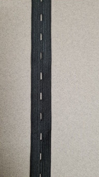 Élastique boutonnière 15 mm noir au mètre