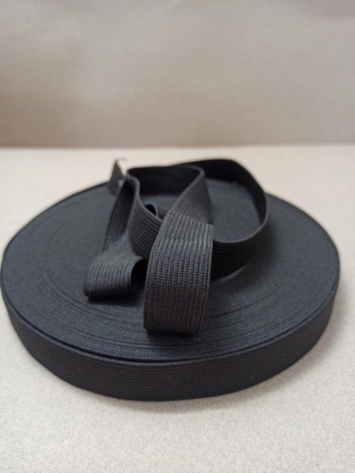 Élastique large  20 mm noir au mètre