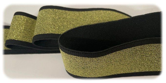 Élastique fantaisie doré lurex 40 mm au mètre
