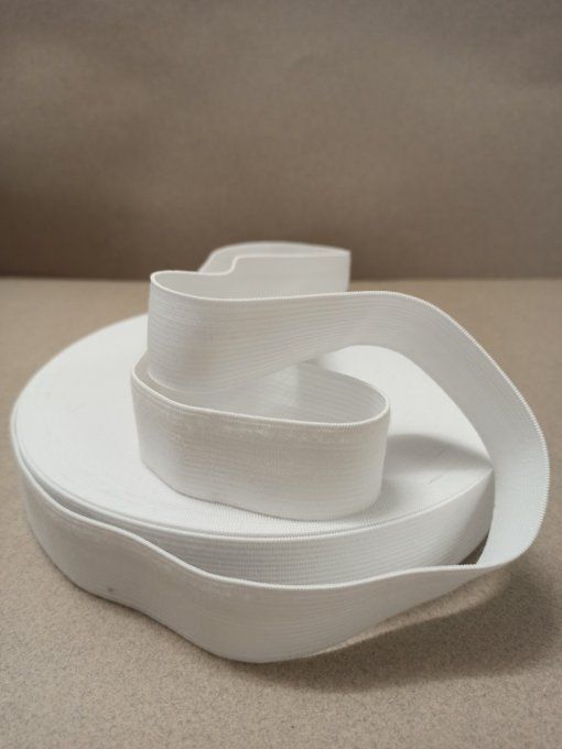 Élastique large 20 mm blanc vendu au mètre