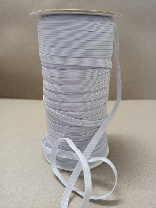 Élastique plat 7 mm blanc vendu au mètre