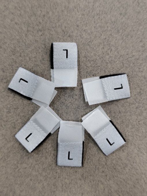 Etiquette tissée taille L