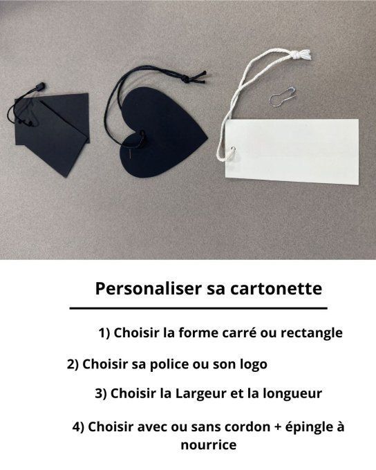 Étiquettes cartonnées personnalisées pour vêtements, sur devis