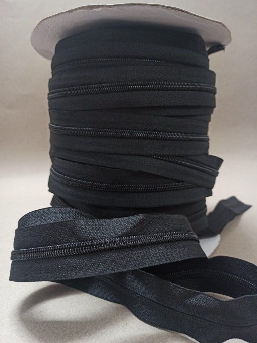 Fermeture éclair au mètre noir maille 3 mm + curseurs