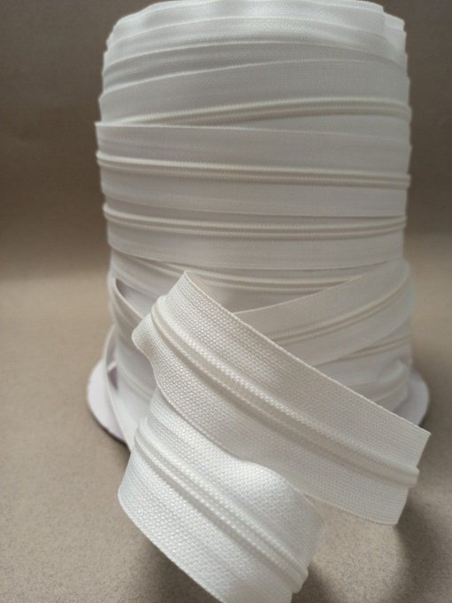 Fermeture éclair au mètre blanc maille 3 mm + curseurs