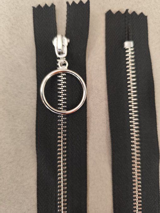 Fermeture métal fixe argent 35cm à la pièce