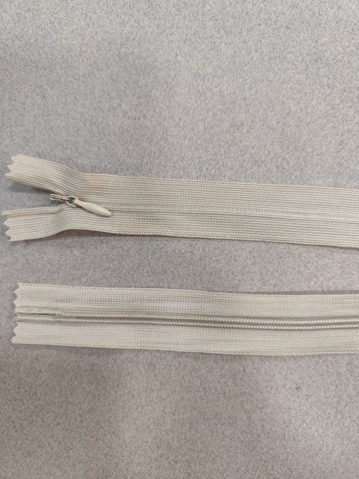 Lot de 100 fermetures éclair invisibles beiges 25 cm, dents nylon 3 mm