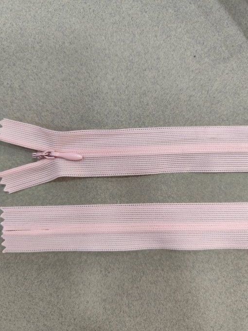 Lot de 100 fermetures éclair invisibles roses 25 cm, dents nylon 3 mm