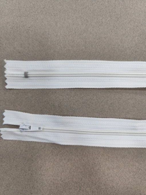 Lot de 100 fermetures éclair nylon blanches 15 cm, dents 3 mm