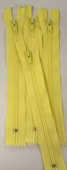 Lot de 100 fermetures éclair nylon jaunes 15 cm, dents 3 mm