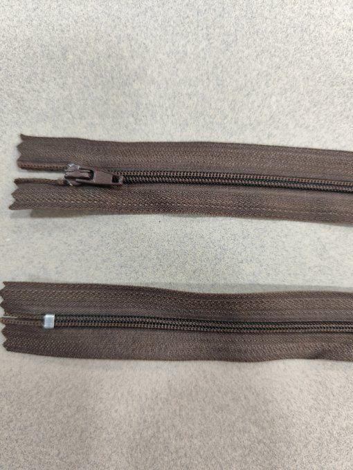 Fermeture éclair nylon marron clair à la pièce - 