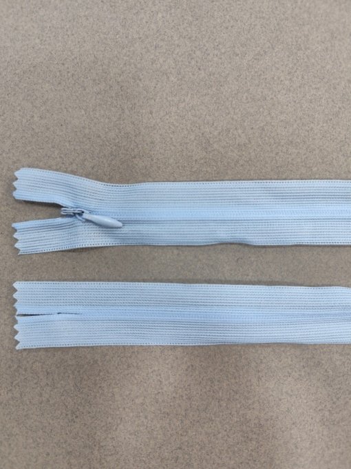 Fermeture éclair invisible bleu gris à la pièce -