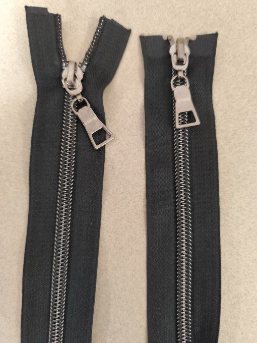 Fermeture noire spirale maille 5 double curseur 80cm à la pièce