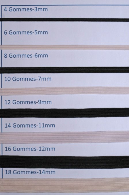 Elastique plat 11 mm - 14 gommes 