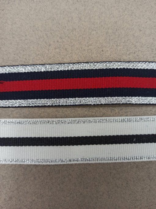 Gros grain rayé  fantaisie lurex 20 mm 2*25 mètres