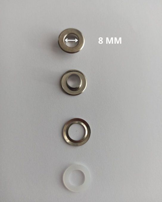 Oeillet 8 mm argent  100 pièces -