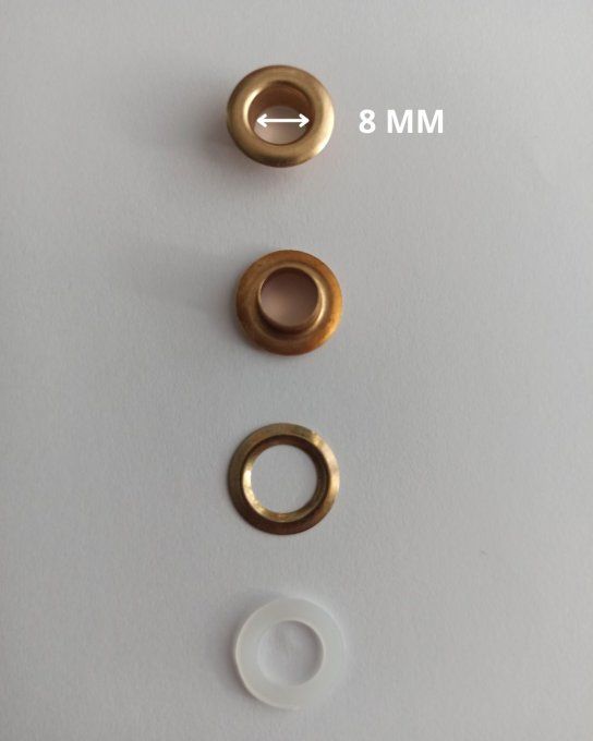 Oeillet 8 mm doré  100 pièces -