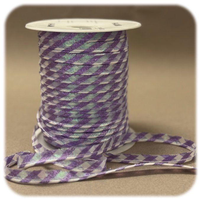 Passepoil lurex  parme / argent au mètre