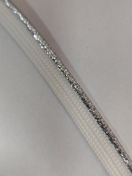 Rouleau de 100 m de passepoil lurex blanc et argenté, largeur 10 mm