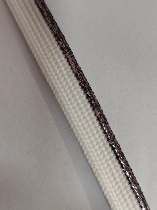 Rouleau de 100 m de passepoil lurex blanc et canon de fusil, largeur 10 mm