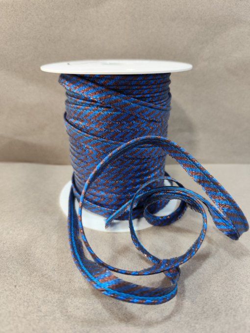 Passepoil lurex  bleu roi / cuivre au mètre -