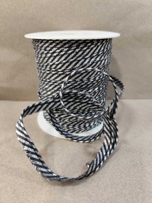 passepoil-lurex-noir-argent-au-mètre - -