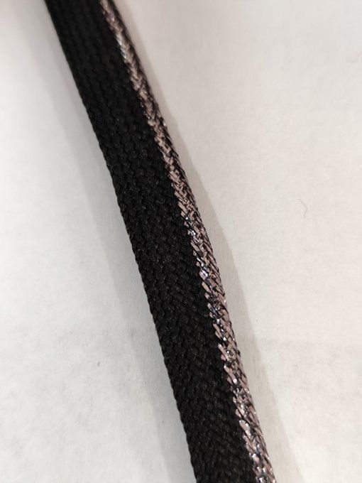 Rouleau de 100 m de passepoil lurex noir et canon de fusil, largeur 10 mm