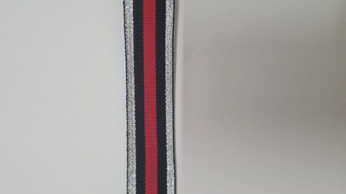 Gros grain rayé marine rouge argent 20mm au mètre