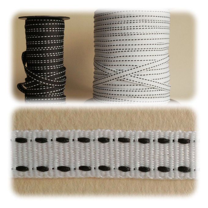 Gros grain polyester chemin de fer 10 mm au mètre