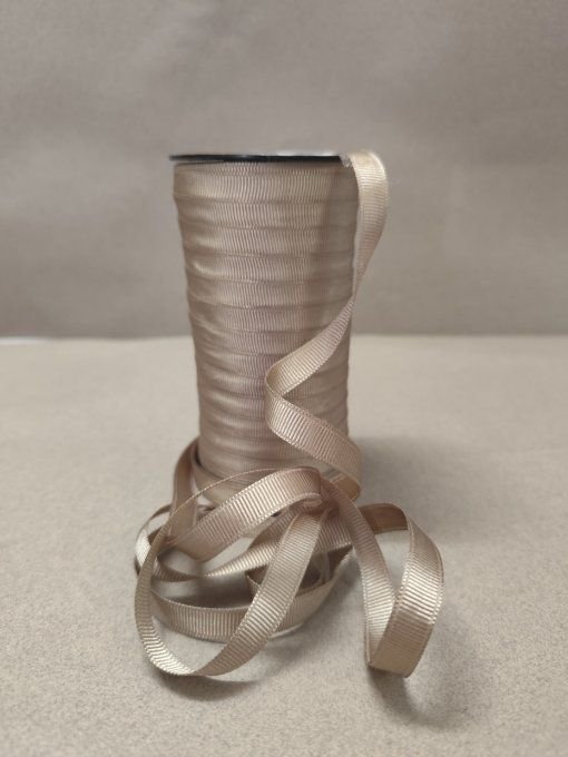 Rouleau de ruban gros grain polyester beige 3,5 mm, 200 mètres