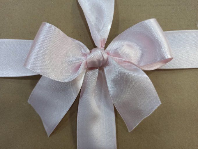 Ruban satin double face rose pâle 40 mm noué en boucle