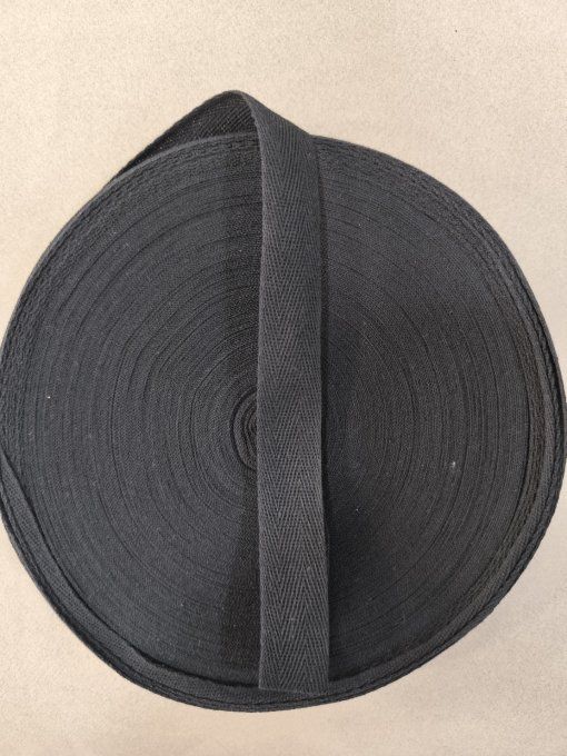 Sergé coton en 40mm noir au mètre