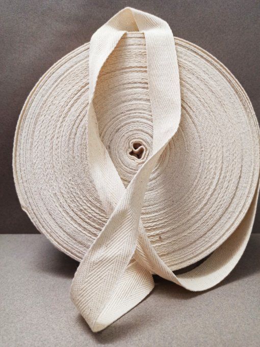 Sergé coton en 20mm écru au mètre